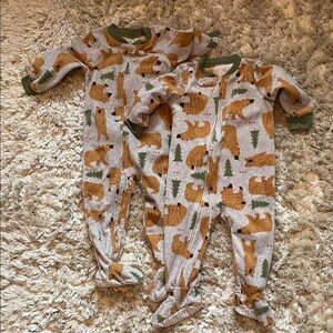 Carter's Brown Bear and Tree Print Footies